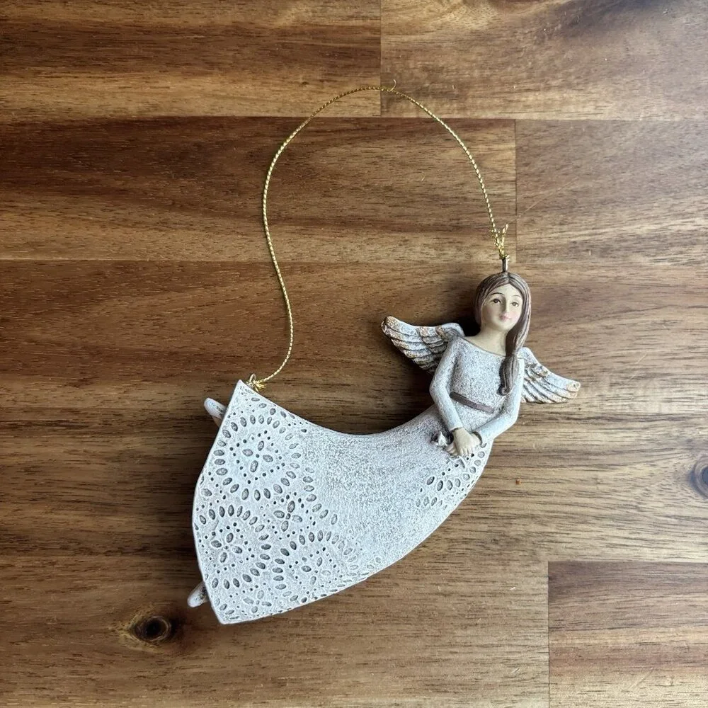 Hanging In Loving Memory Angel Figure Brown Hair‎ Decor Gift